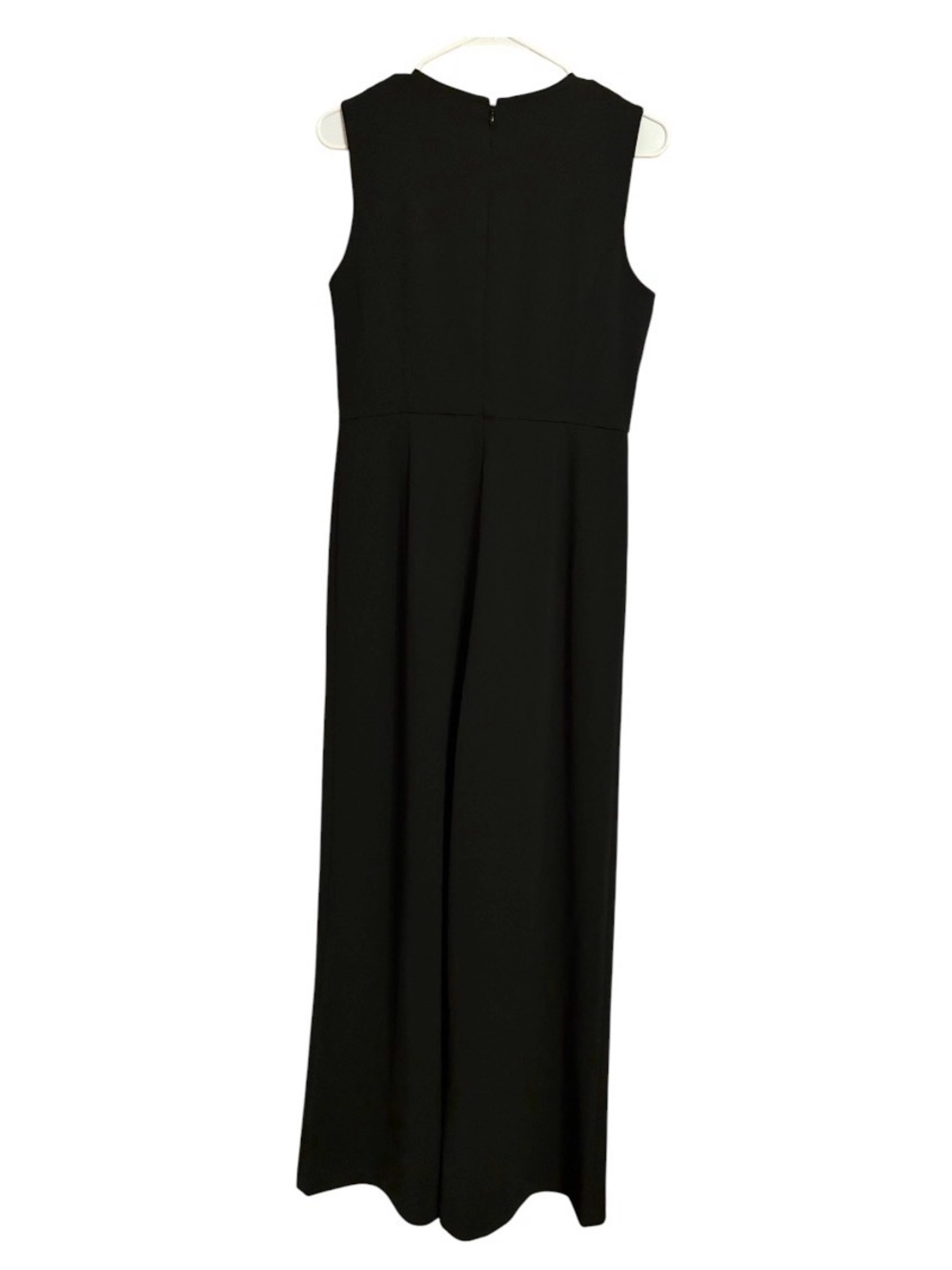 Halston Black Sleeveless Wide-Leg Jumpsuit Size 4 with Gold Chain Detail - Picture 3 of 4